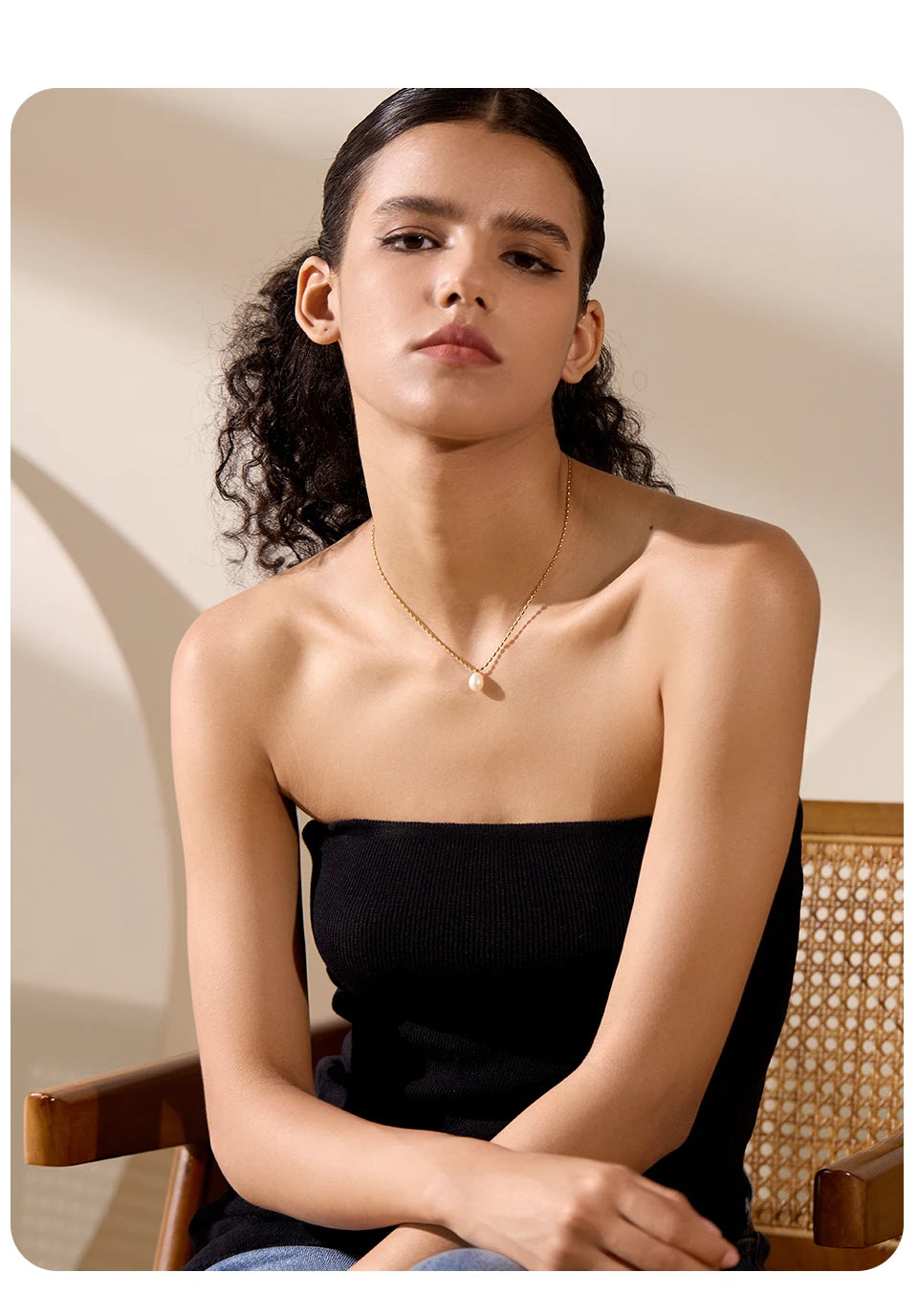 Yhpup Luxury Natural Freshwater Pearl Pendant Stainless Steel Sweet Necklace Women Stylish Exquisite Jewelry Mother Sister Gift
