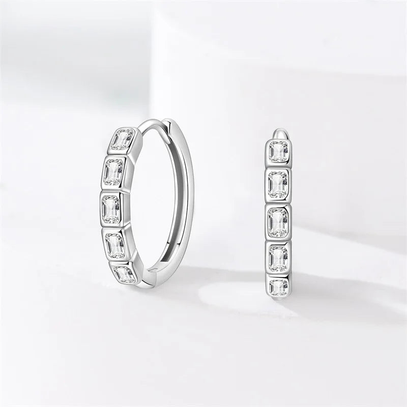 New 925 Sterling Silver Fashion Minimalist Zircon Hoop Earrings For Women Elegant Anniversary Jewelry Gifts
