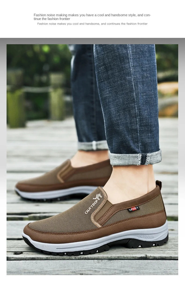 Men's Casual Shoes Classic Loafers Anti-slip Soft Sole Comfortable Men's Leather Sneakers Non-slip Retro Driving Shoes Plus Size