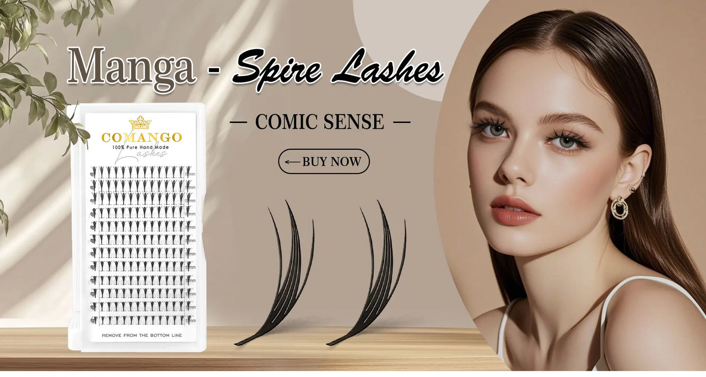 CoMango Comic Spire Lashes Light Luxury Manga Feather Shape Premade Fans Lash Russian Volume W Shaped Eyelash Extensions