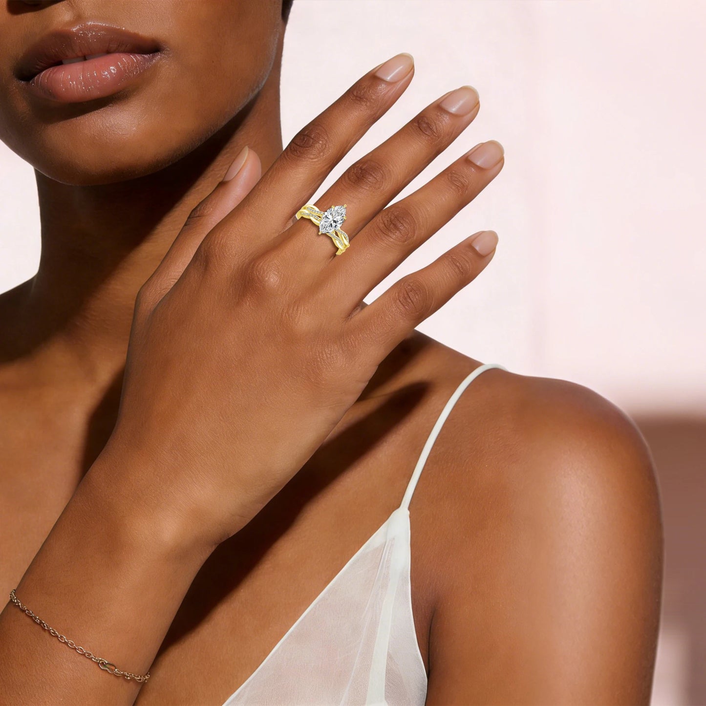14K Gold Filled 3CT Marquise Moissanite Bride Engagement Ring Set D Color GRA Certified Gemstone Wedding Band Custom Jewelry
