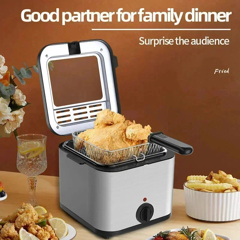 110V 220V 1000W 2.5L Square Fryer Multifunctional Electric Fryer French Fries Chicken Wings Snacks