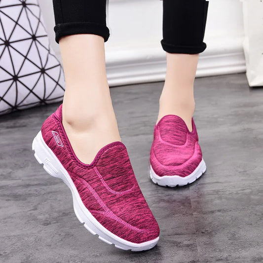 2025 Women's Gym Vulcanized Shoes Pink Women's Casual Shoes Fashionable Breathable Mesh Flat Bottom Hiking Shoes Plus Size 36-43