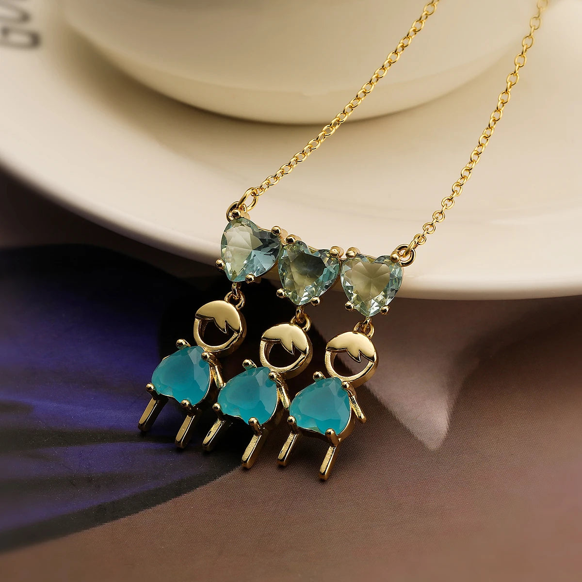 INS Design Girl/Boy Pendant Necklace For Women Girls,Stainless Steel Chain Cubic Zirconia Accessories Party Daily Jewelry
