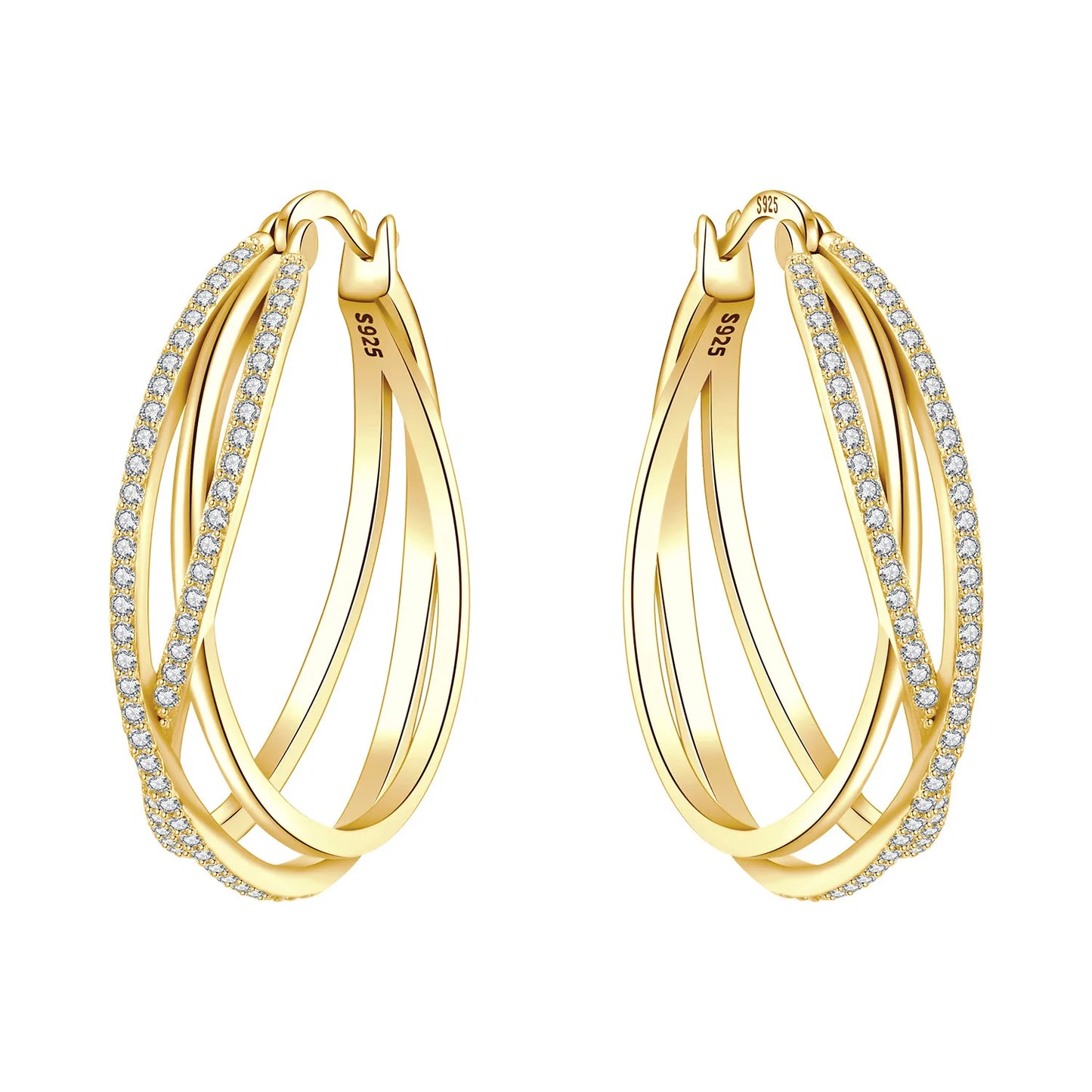 CYCUFF S925 Sterling Silver Zircon Simple Geometry Big Double Ring Earrings Birthday Party Gift Trend 2025 Jewelry Women Earring