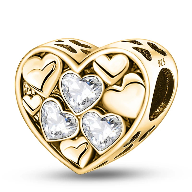 Shecharms 925 Sterling Silver Love Heart Firefly Golden Series Charms Fit DIY Making Bracelet Necklace High Quality Fine Jewelry