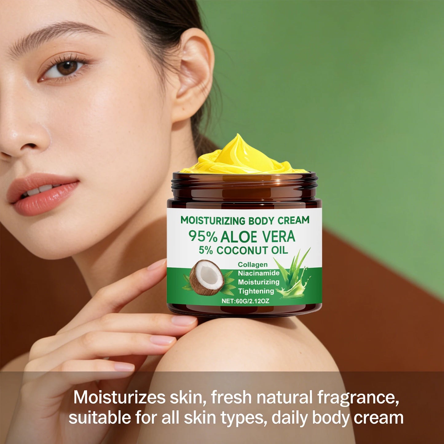 95% Aloe Vera Moisturizing Body Cream with 5% Coconut Oil Gentle Nourishing Tightening Skin Collagen Nicotinamide Body Lotion