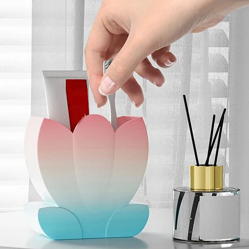 Cute Multifunctional Caramel Pudding Jelly Lotus Makeup Brush Storage Bucket Large Capacity Desktop Ornament Creative Pen Holder