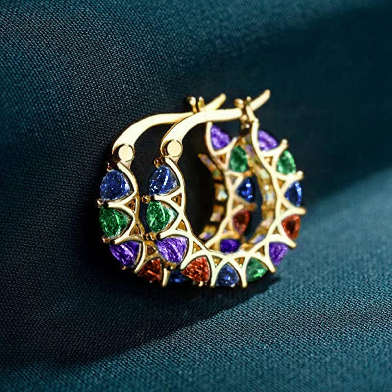 Huitan High Quality Cubic Zirconia Women Hoop Earrings Stylish Lady Accessories Party Daily Wearable Fashion Jewelry Drop Ship