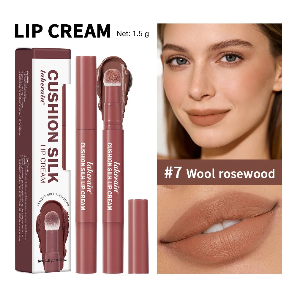 Cushion Silk Lip Cream Long Lasting Wear Waterproof Non Transfer Formula Matte Velvety Finish Lip Glaze Natural Cosmetics