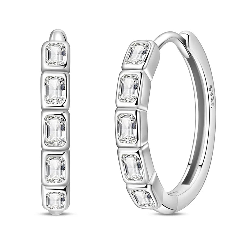 New 925 Sterling Silver Fashion Minimalist Zircon Hoop Earrings For Women Elegant Anniversary Jewelry Gifts