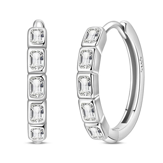 New 925 Sterling Silver Fashion Minimalist Zircon Hoop Earrings For Women Elegant Anniversary Jewelry Gifts