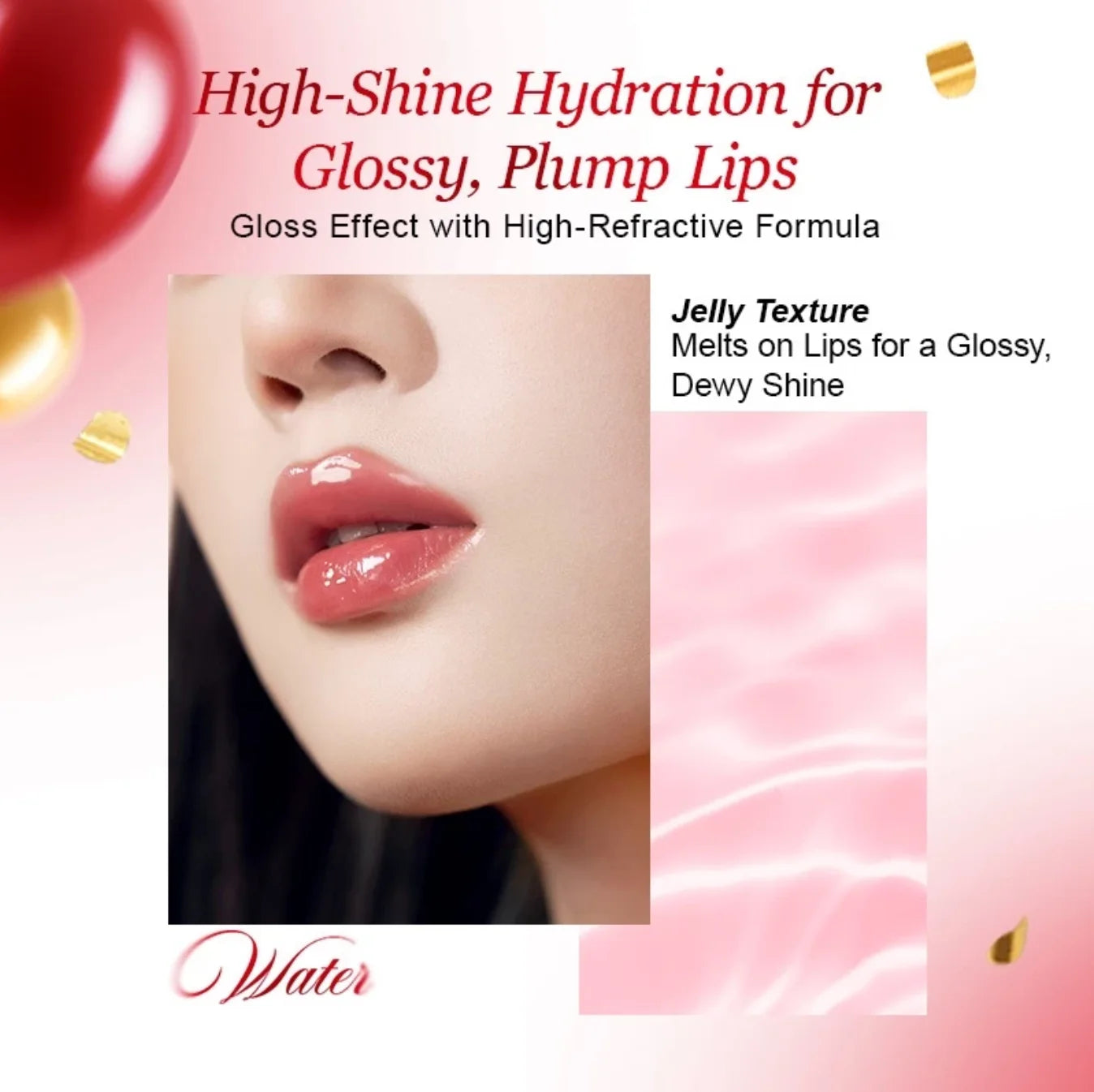 Colorkey 「Lucky Snake Series」 Dewy Shine Lip Glaze Hydrating Glossy Plump Lips High-Shine Lip Makeup 2.7g Lip Beauty Makeup
