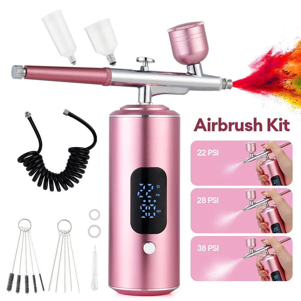 Portable Airbrush Kit Mini Air Compressor Paint Spray Gun For Nail Art Tattoo Craft Cake Pastry Painting Face Hydrating Sprayer