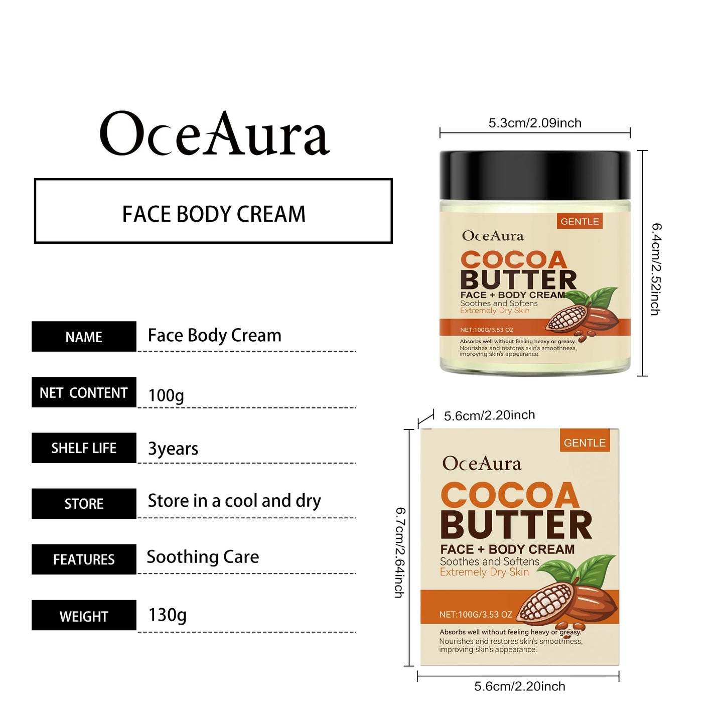 Face Body Cream Pamper Your Skin With Cocoa Butter Moisturizer Nourishing And Hydrating Formula For Smooth And Glowing Skin 100g