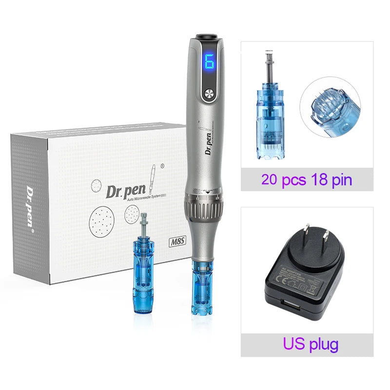 Authentic Dr pen Ultima M8S With 22 pcs Needle Pin Microneedling Pen Wireless Derma Pen Beauty Machine needle length 0.25 mm