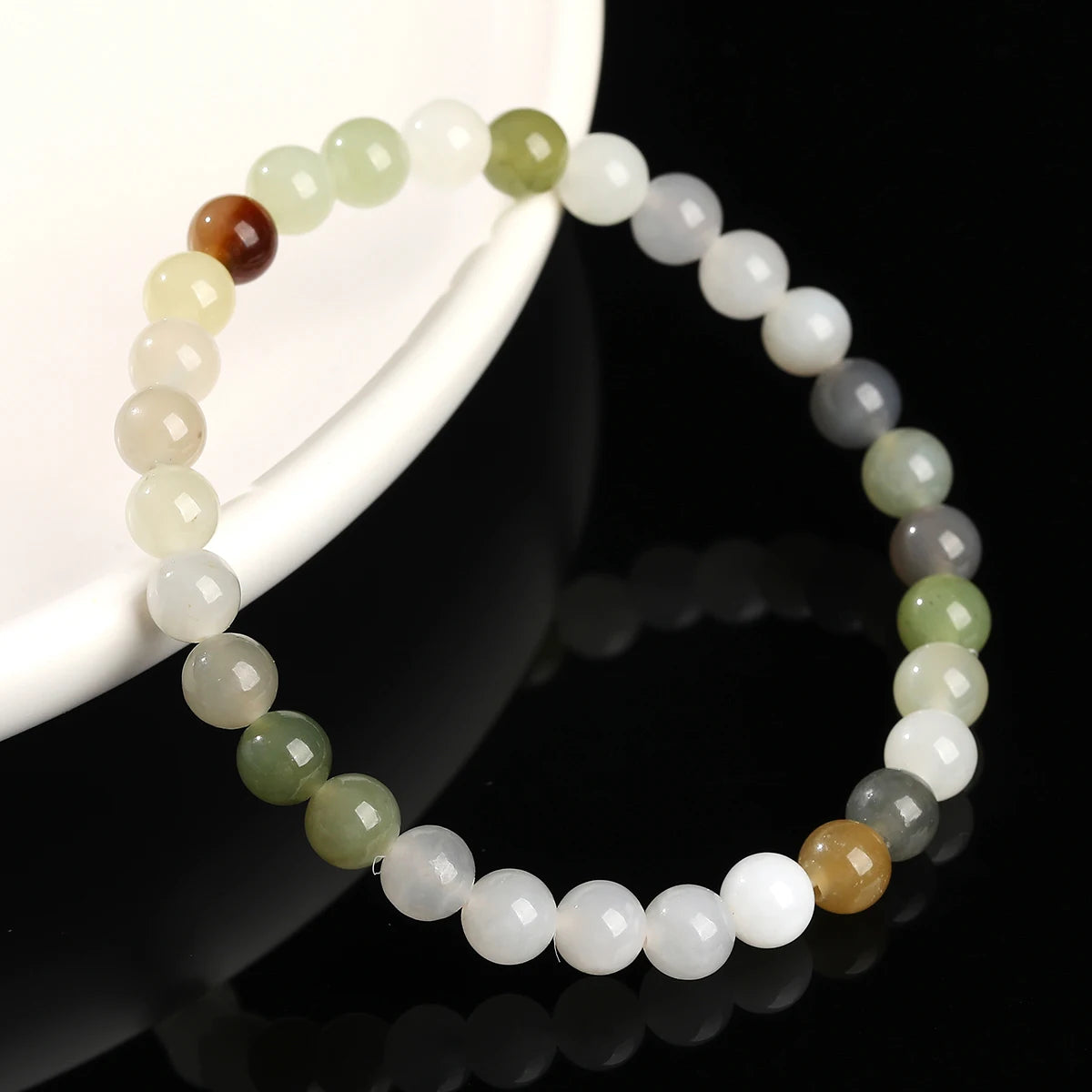 JD Natural Stone Colorful Hetian Jade Duobao Nephrite Bracelet Women Charm Lucky Reiki Healing Stretch Bangles Hand String Gift
