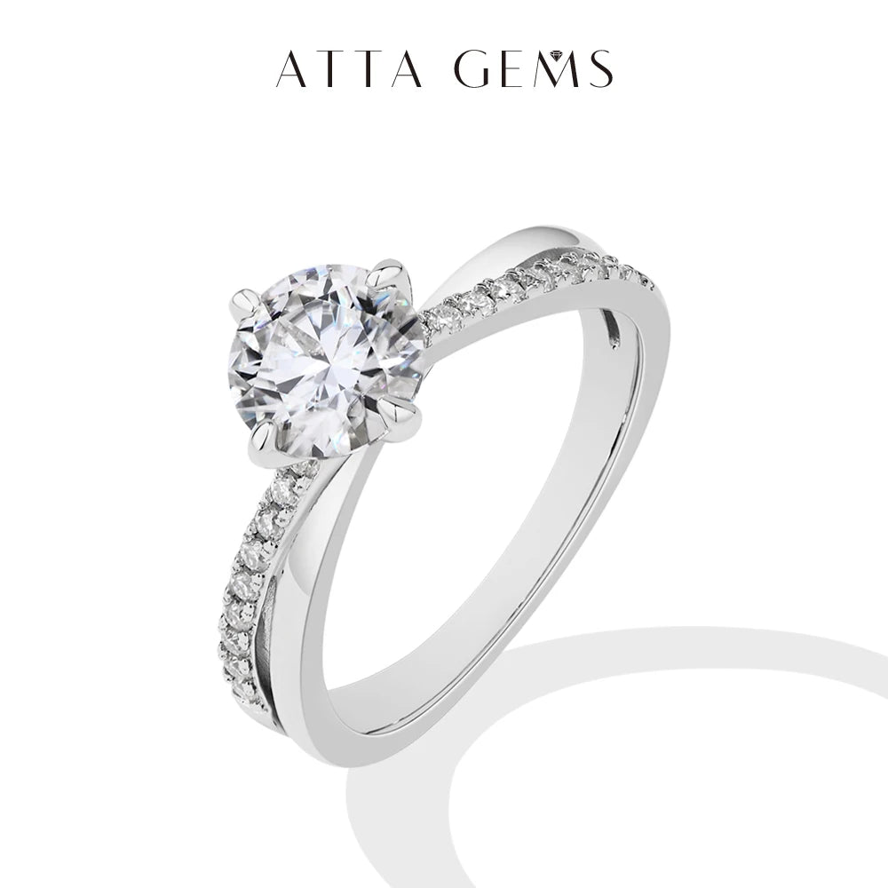 ATTAGEMS Classic Moissanite Wedding Ring Four Claws Original s925 Sterling Silver Jewelry for Women Engagement Band High Quality