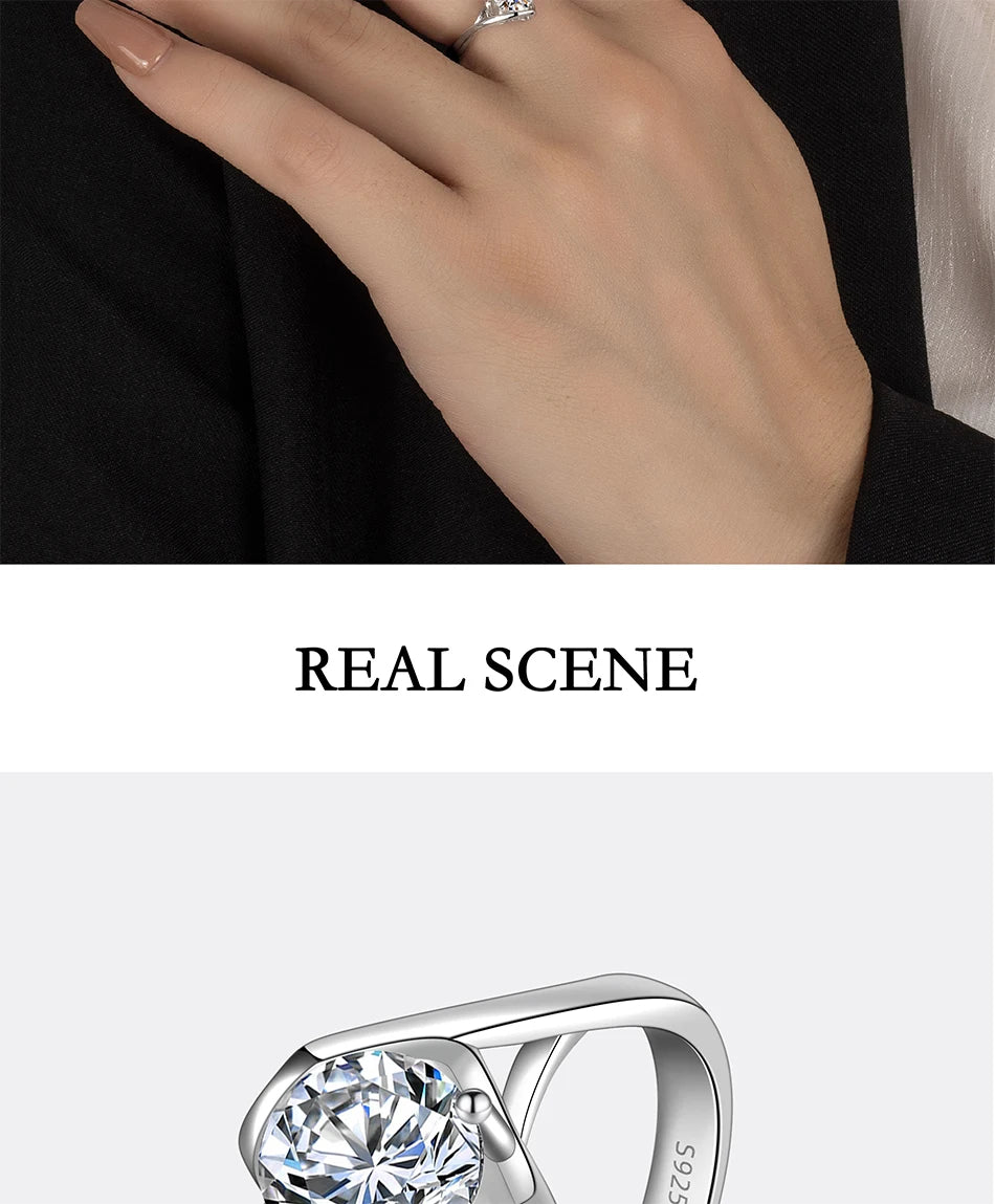 PERFANY 0.5/1CT Moissanite Engagement Ring for Women S925 Pure Silver Angel Kiss Laboratory Certified Diamond Wedding Jewelry