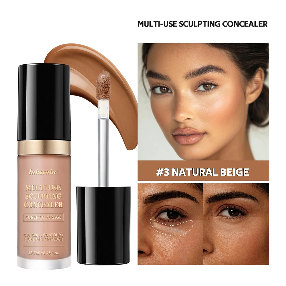 Multi-Use Foundation Long-lasting Matte Waterproof Oil Hight Full Coverage Highlight and Retouch Face Makeup for Women Lakerain