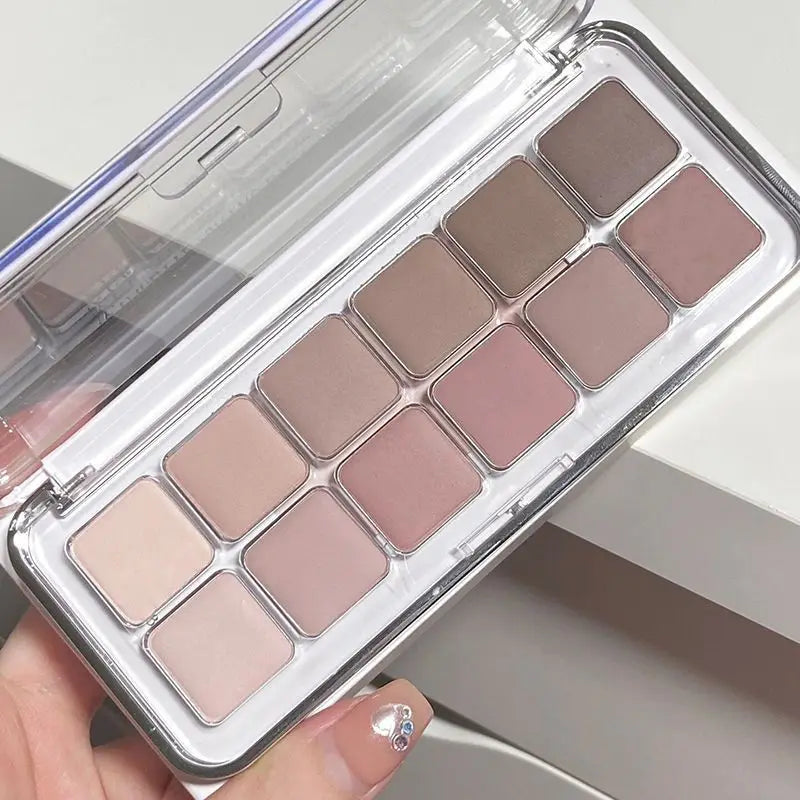 Eye Contour Makeup 12color Eyeshadow Palette Soft Matte Grey Pink Eyeshadow High Pigment Wine Red Brown Eye Shadow for Daily Use