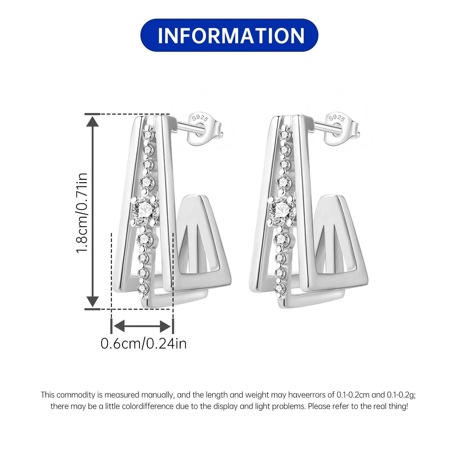 CYCUFF S925 Sterling Silver Zircon Simple Geometry Big Double Ring Earrings Birthday Party Gift Trend 2025 Jewelry Women Earring