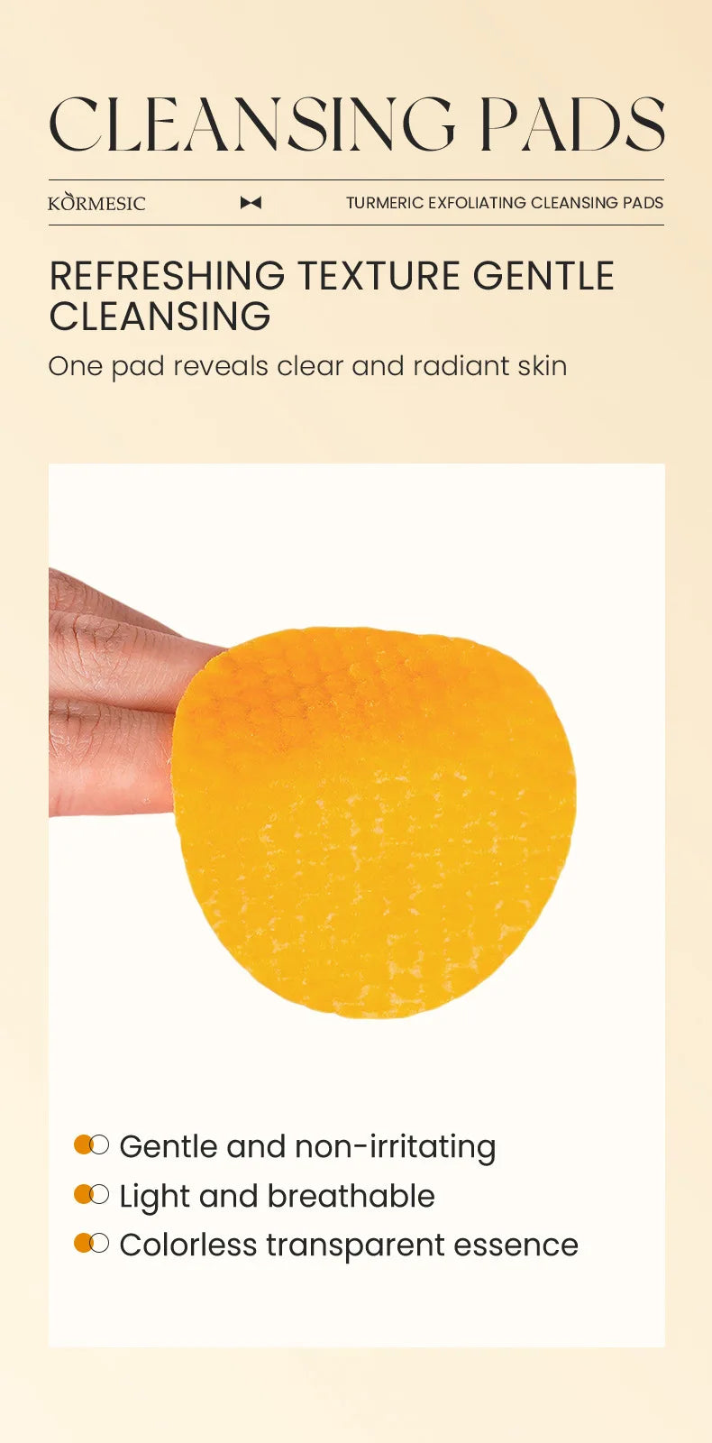 50 Pads of Turmeric Cleansing Cotton Pads for Face Hydrating Moisturizing Exfoliating Pads Even Skin Tone Daily Facial Care