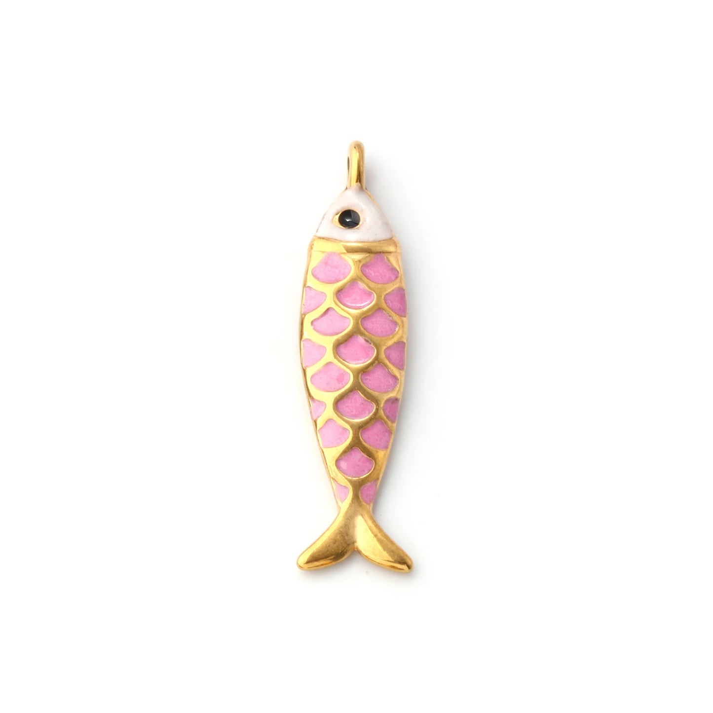 1pc Stainless Steel Charms Gold Color Ocean Fish Animal Pearlized Multicolor Enamel Pendant DIY Women Necklace Jewelry Findings