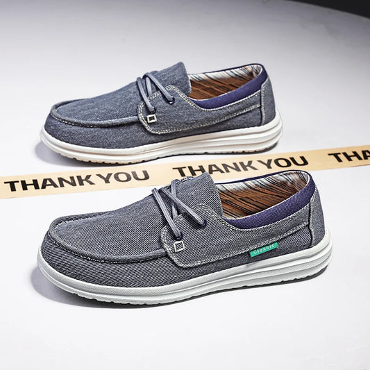Summer Slip On Canvas Boat Shoes Men Moccasins Deck Shoes Casual Loafers Mens Slip-ons Lightweight Breathable Big Size 46 47