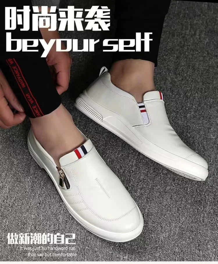 2024 New Casual Leather Shoes Men Fashion Loafers Autumn Slipon Flat Brand Business Shoes Man Sneakes Comfort Moccasins Zapatos