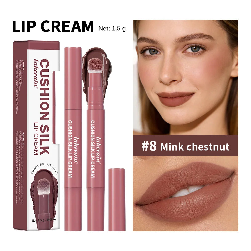 Cushion Silk Lip Cream Long Lasting Wear Waterproof Non Transfer Formula Matte Velvety Finish Lip Glaze Natural Cosmetics