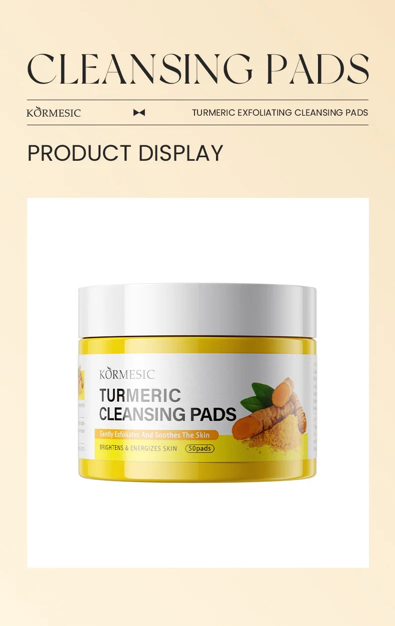 50 Pads of Turmeric Cleansing Cotton Pads for Face Hydrating Moisturizing Exfoliating Pads Even Skin Tone Daily Facial Care