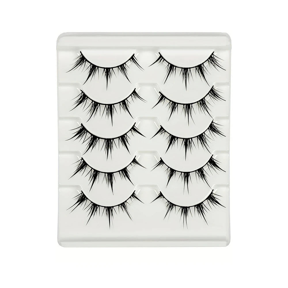 5 Pairs Cartoon Eyelashes, Pure Innocence Small Devil Eye Lashes, COS Amplifying False Eyelashes, Formaldehyde-Free, 5MM-5