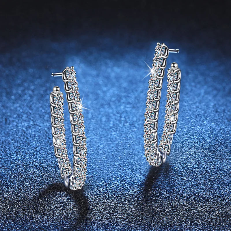 Full Moissanite Earrings for Women S925 Sterling Sliver with 18k Gold Plated Ear Stud Wedding Earring Luxury Jewelry Gift