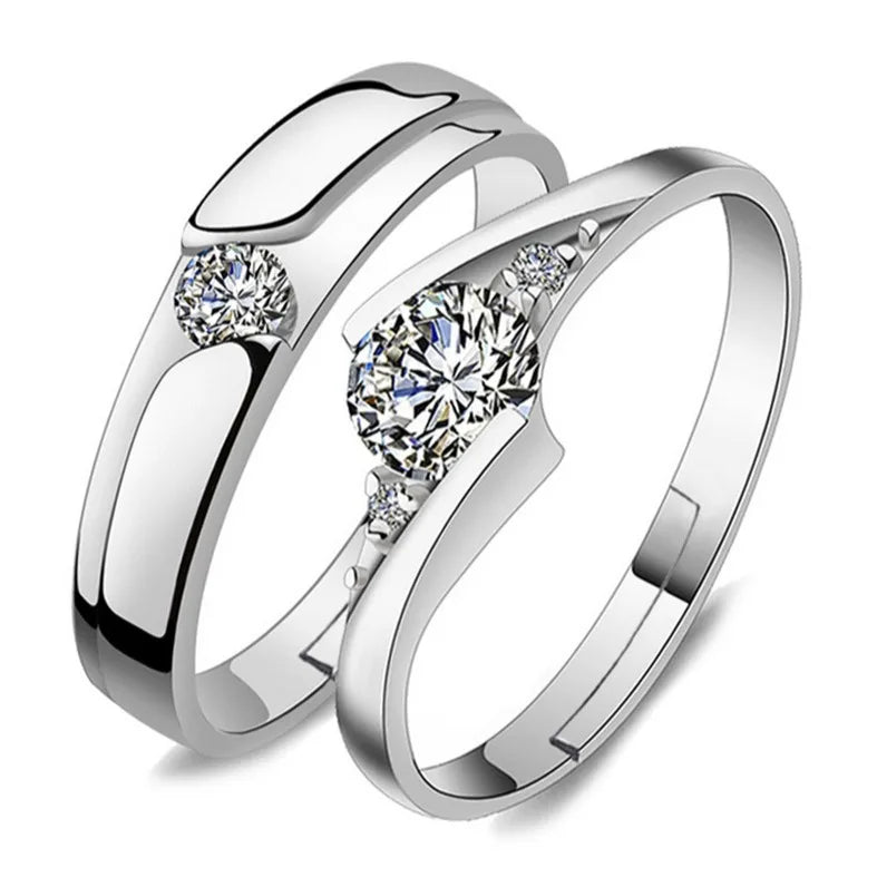 925 Sterling Silver Eternal Heart Zircon Size Adjustable Ring For Women Couple Wedding Engagement Party Fashion Charm Jewelry