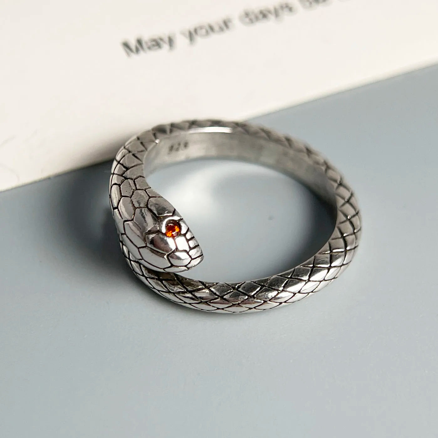 925 Sterling Silver Rings For Women Men Narrow Snake Retro Flower Zircon Open Ring For Birthday Party Gift