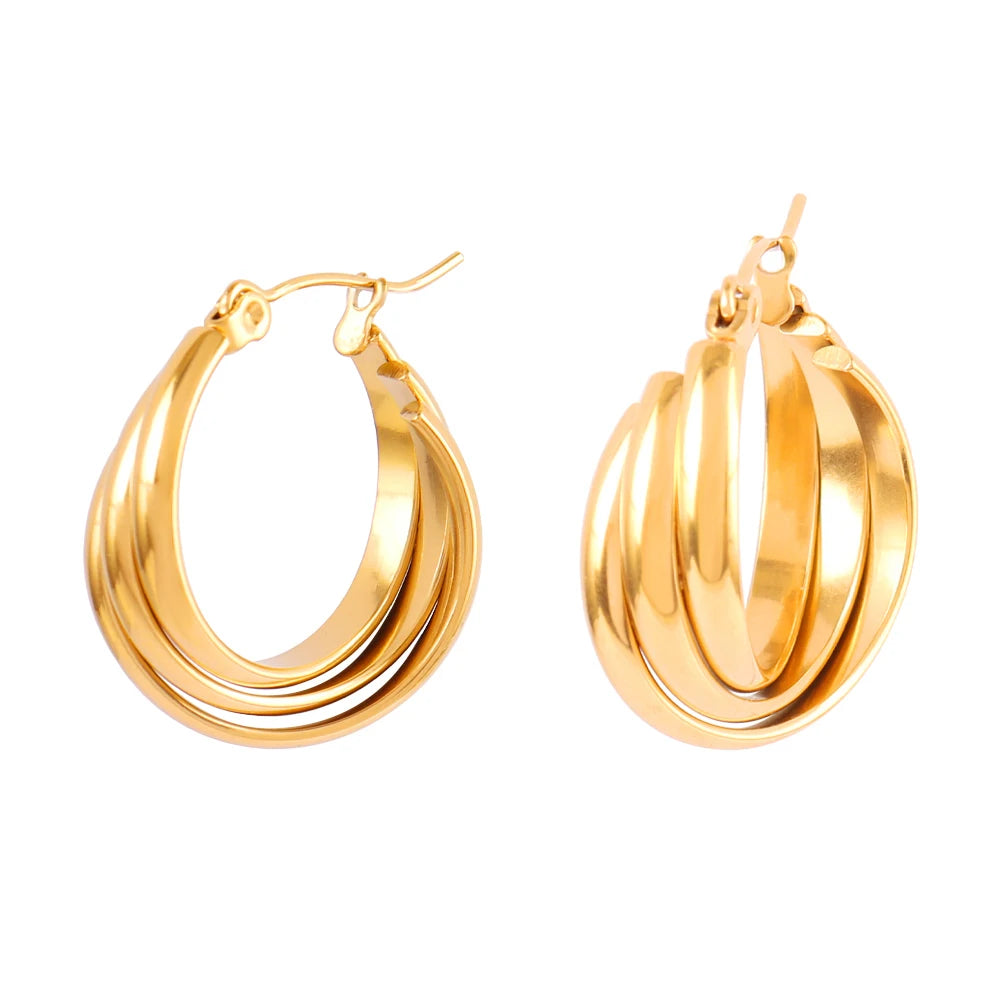 316L Stainless Steel Hoop Huggies Earrings For Women Exaggerated Texture Studs Earrings Girl Geometric Daily Jewelry Gifts