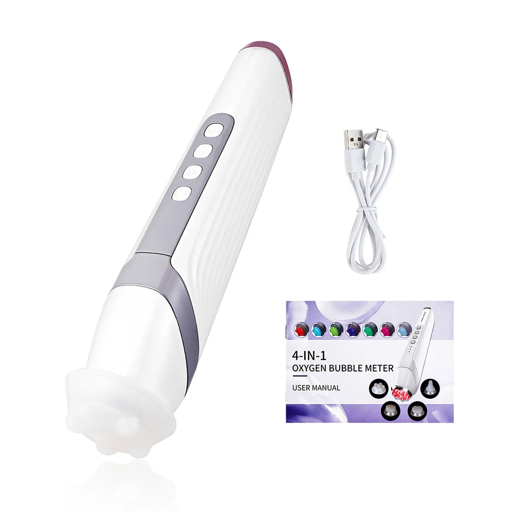 4 Tips CO2 Bubble Pen Aqua Skin Face Cleansing SPA Beauty Device CO2 Pods Massager Portable Oxygen Bubble Facial Machine