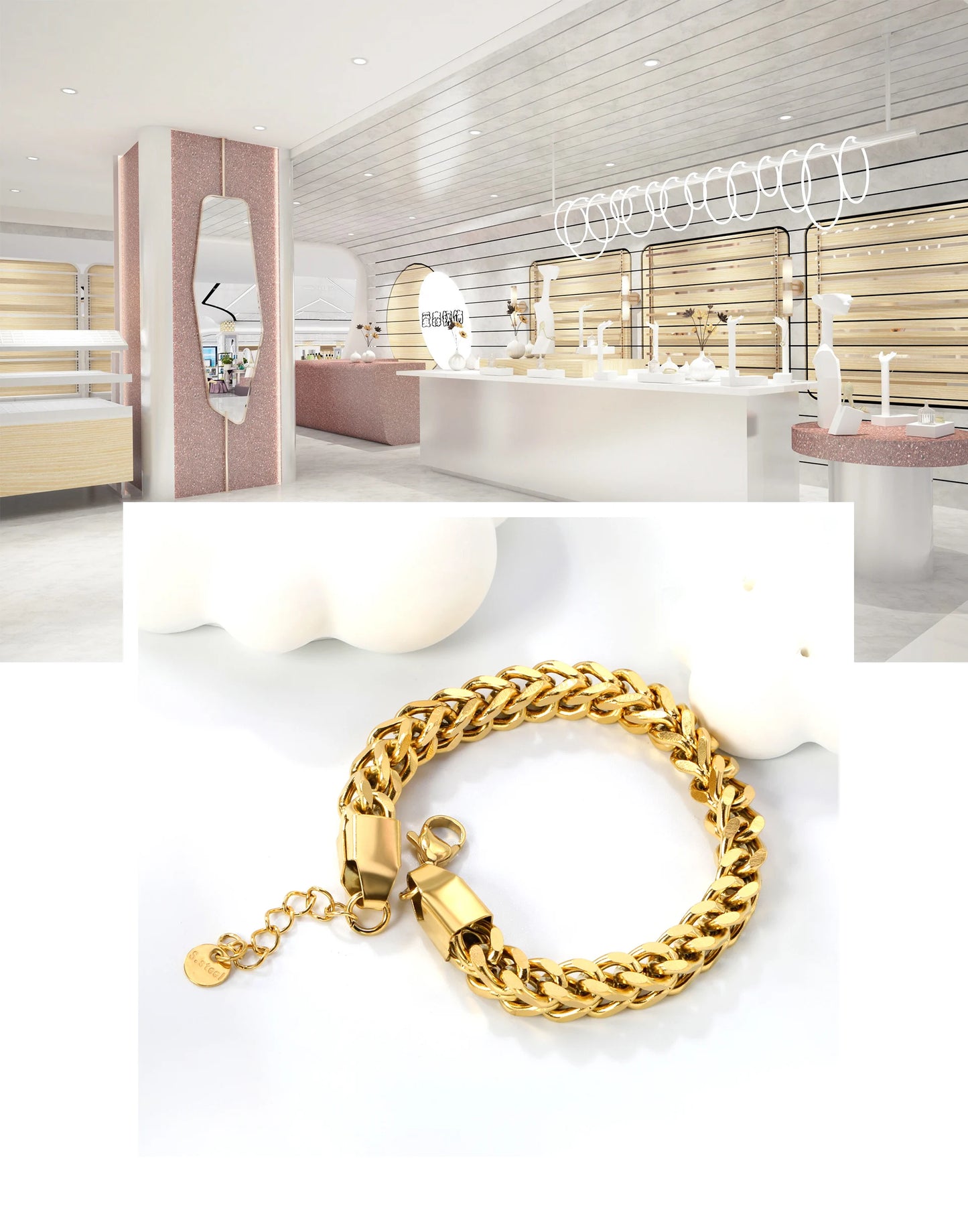 LUXUSTEEL 2-8mm Women‘s Stainless Steel Chain Bracelet Geometric Charm Chain Metal Female Bracelet Fashion Jewelry Party Gifts