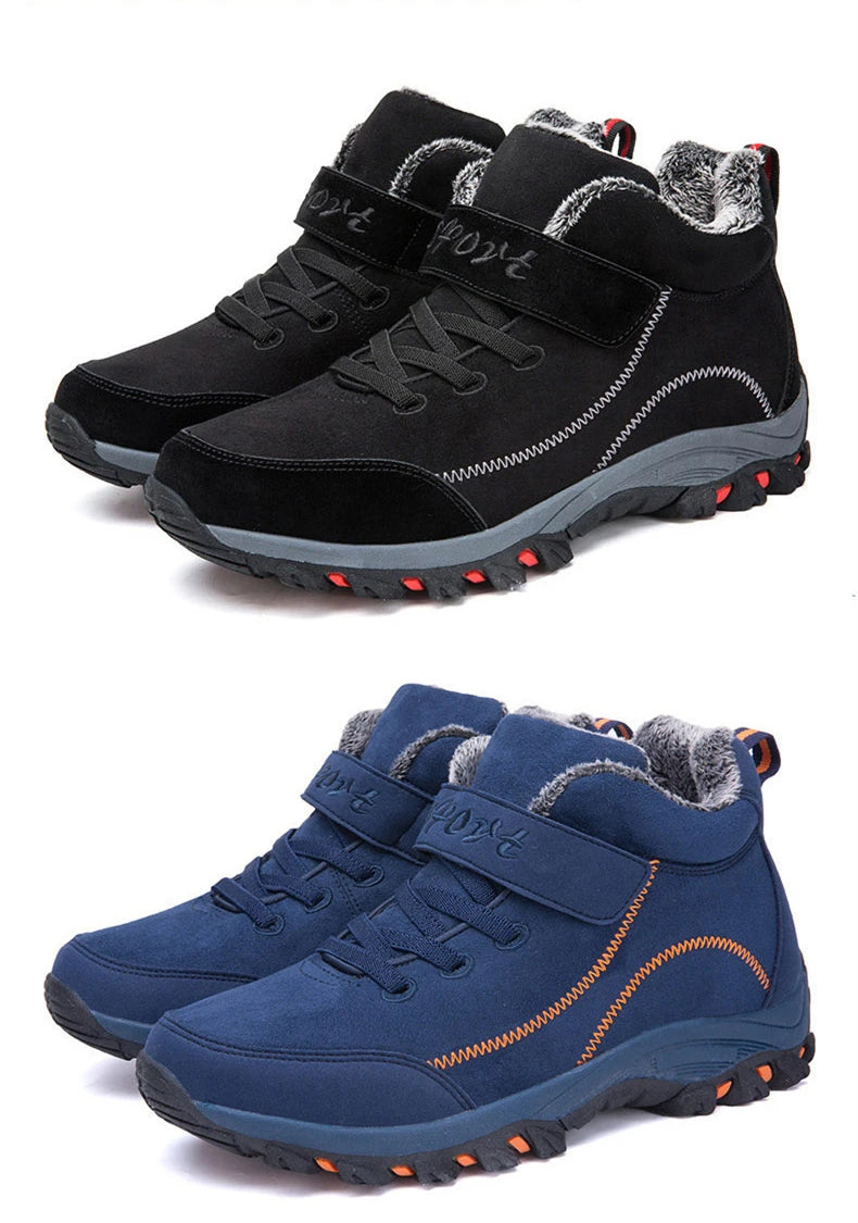 Waterproof Winter Men Boots Cow Suede Warm Snow Women Boots Men Work Casual Shoes High Top High-top Non-slip Ankle Boots