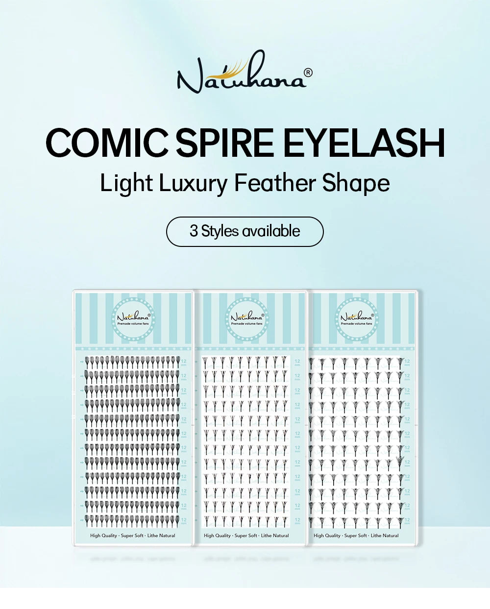 NATUHANA Narrow Spiky Premade Fans Fairy Wings Eyelash Extensions Anime Manga Style Soft Wispy Volume Lashes DIY Salon