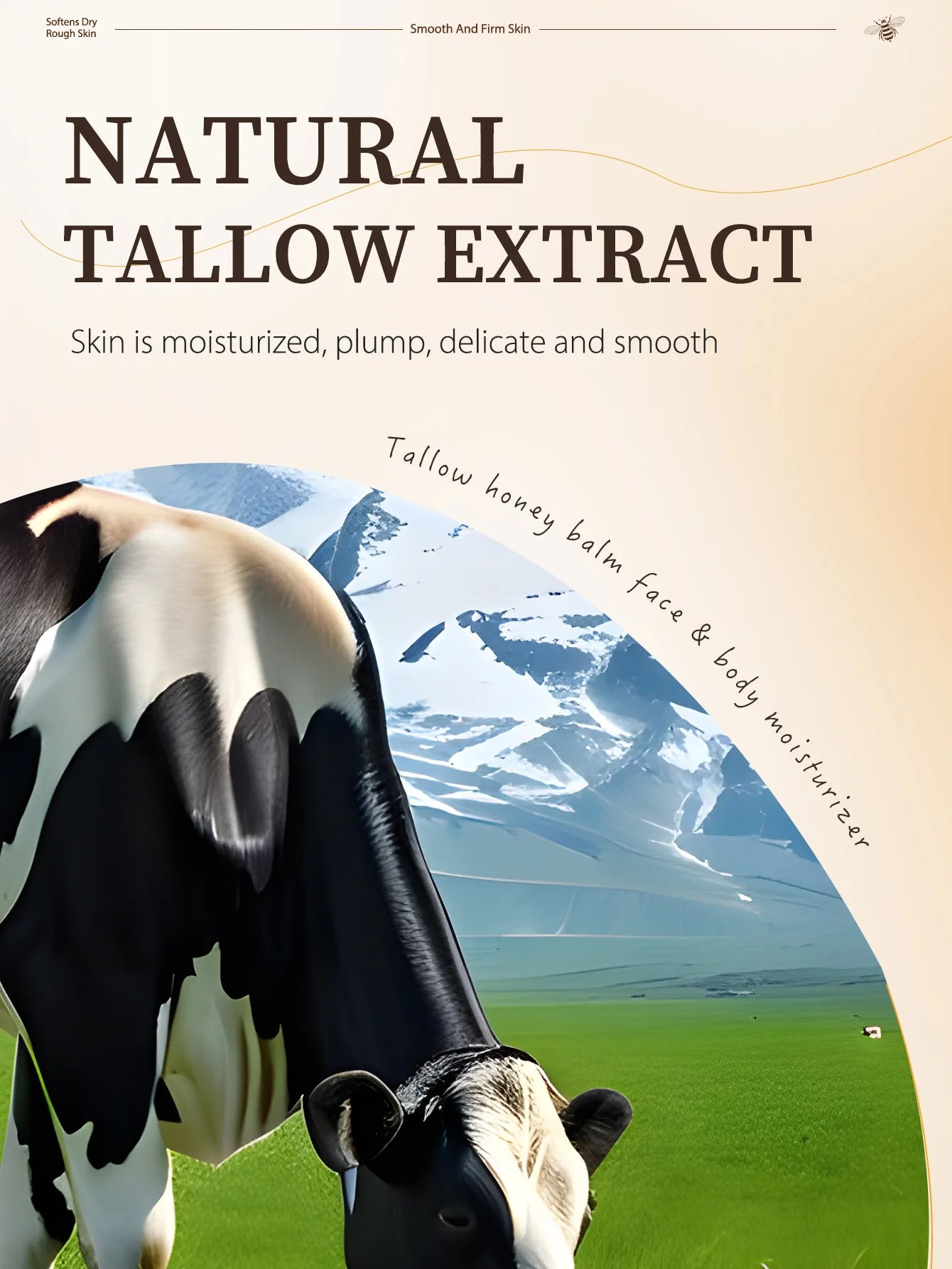120g Beef Tallow Paste Deeply Moisturizer Brightening Wrinkle Remover Grass Fed Tallow Wild Honey Face Body Cream Skin Car