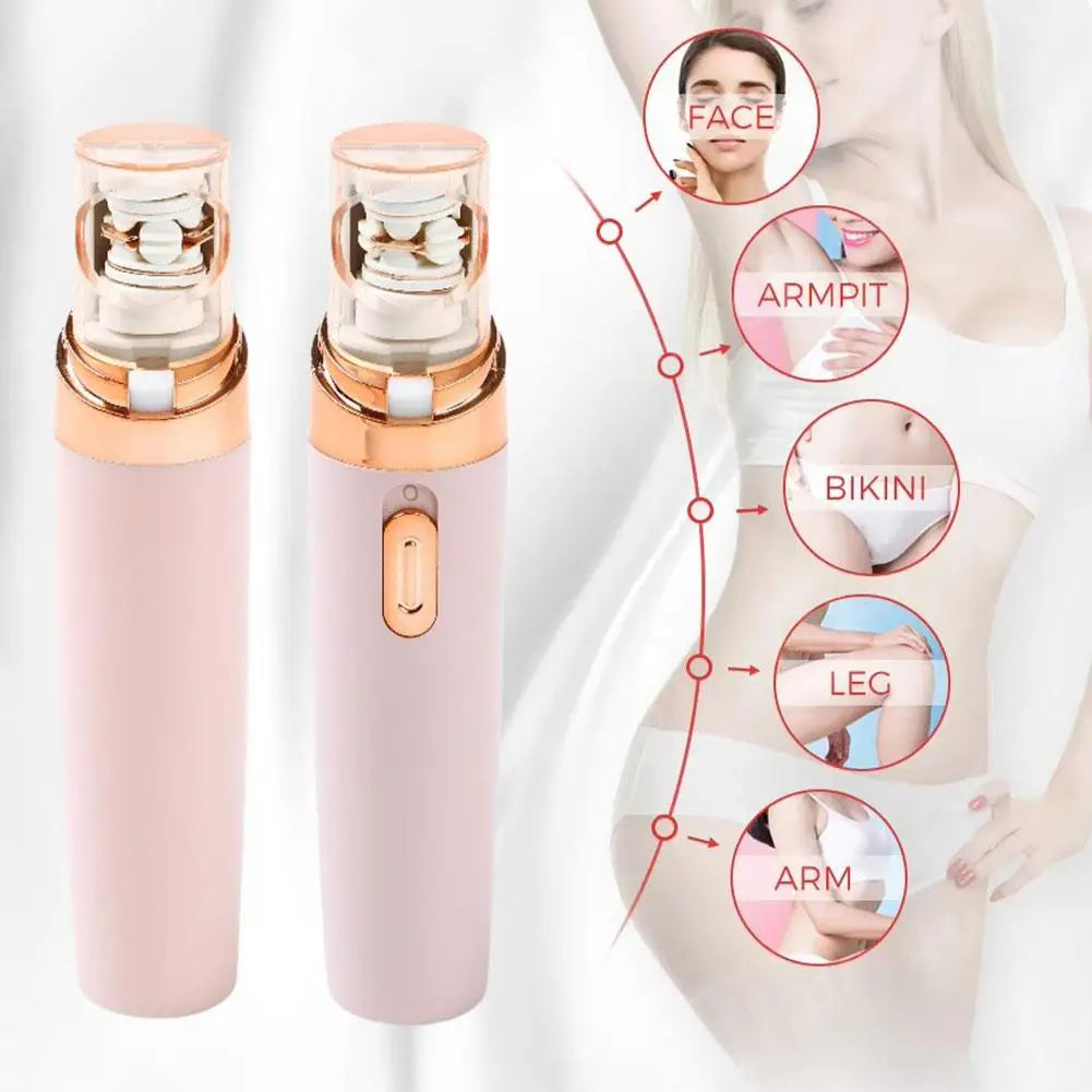 Effective Rechargeable Face Epilator Long-Lasting Waterproof Body Hair Removal with LED Lights Facial Electric Shaver for Woman