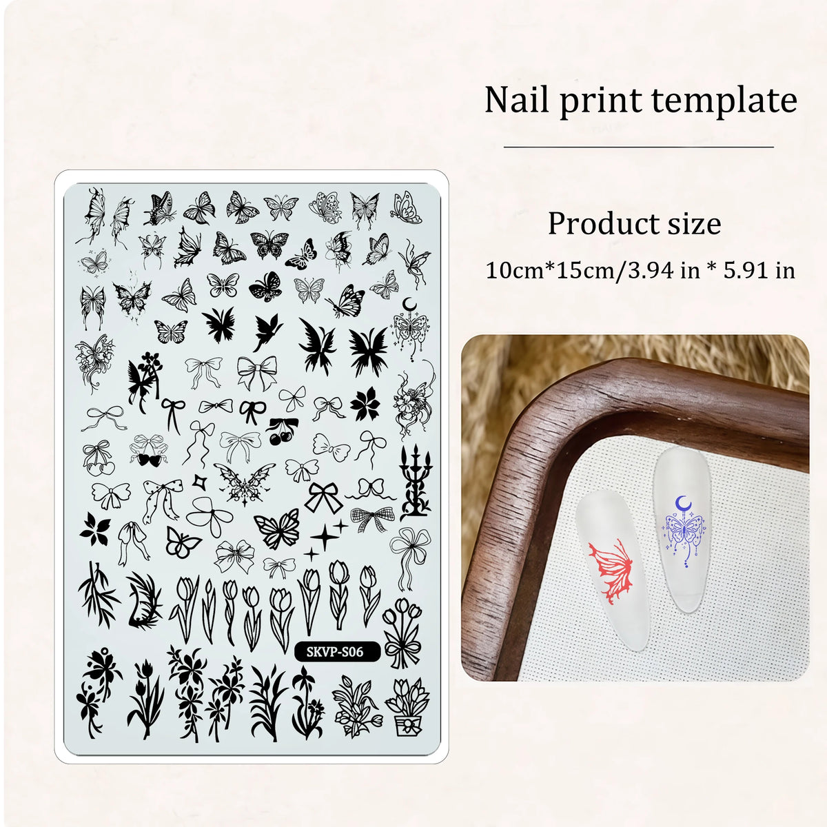 Nail Art Printing Template Cat pattern Line Drawing Gothic Butterfly Cartoon Cute For Nail Salon Nail Art Creative Hobbyist Tool