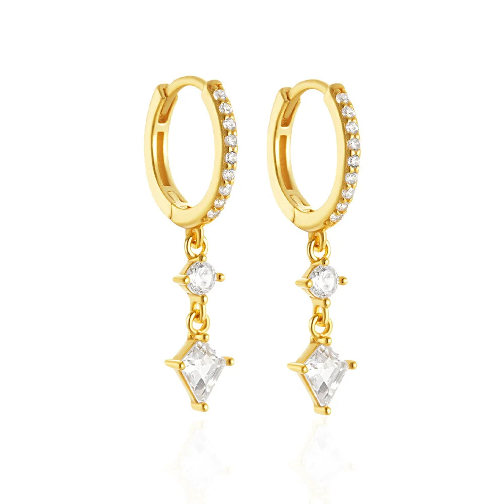 CANNER Eight Pointed Star Moon Tassel Zircon 925 Sterling Silver Drop Earrings For Women Ins Pearl Flower Minimalism Earrings