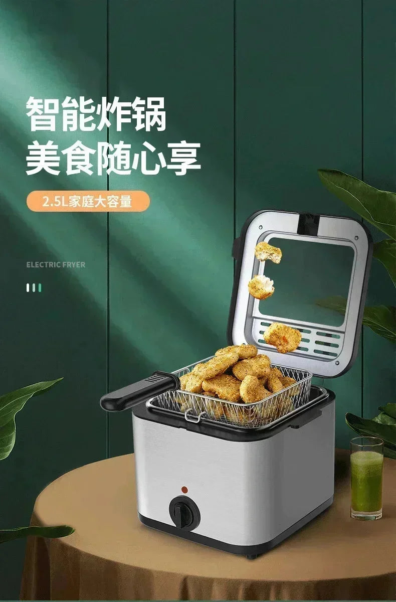 110V 220V 1000W 2.5L Square Fryer Multifunctional Electric Fryer French Fries Chicken Wings Snacks