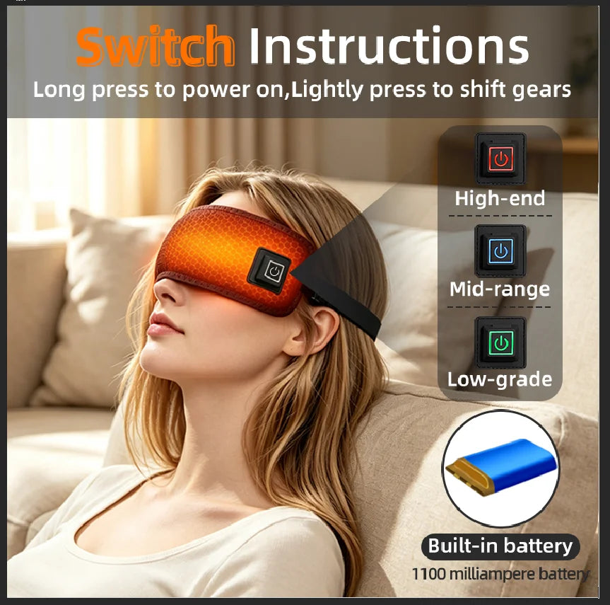 Heated Eye Mask Eye Mask for Dry Eyes with 3 Heat Levels Hot Compress Warm Compress Heating Pad for Sleep Dark Circles