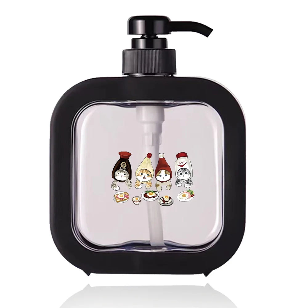 Detachable Hand Sanitizer Container Large Capacity Pump Lotion Bottle Soap Dispenser Home Travel Organizer Cat Pattern