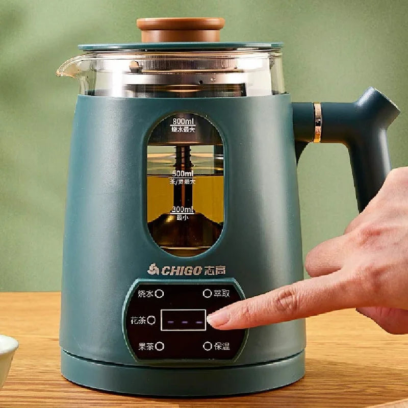 110V 220V Multifunctional Portable Tea Maker Home Health Pot Automatic Insulation Glass Steam Flower Teapot Heating Pot 800ml