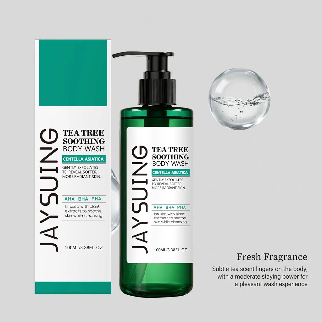 Tea Tree Shower Gel Exfoliating Lasting Aroma Refreshing Control Oil Hydrate Rich Foam Body Wash Soothing Moisturize Bath Lotion